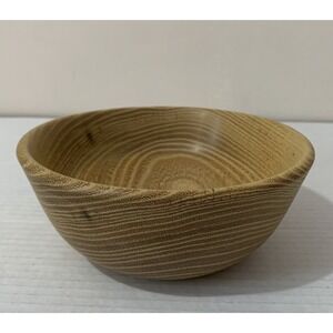 Hand Turned Wooden Bowl Acacia Natural Grain Cottage Farmhouse 6.5x3 Inch